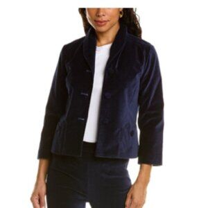 Frances Valentine Dark Blue Velvet Jacket | Luxury Designer Blazer